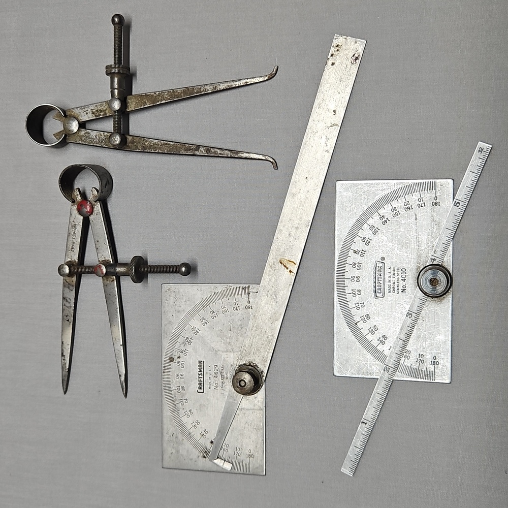 Vintage Craftsman Machinist Tools Protractor Compass/Divider Caliper